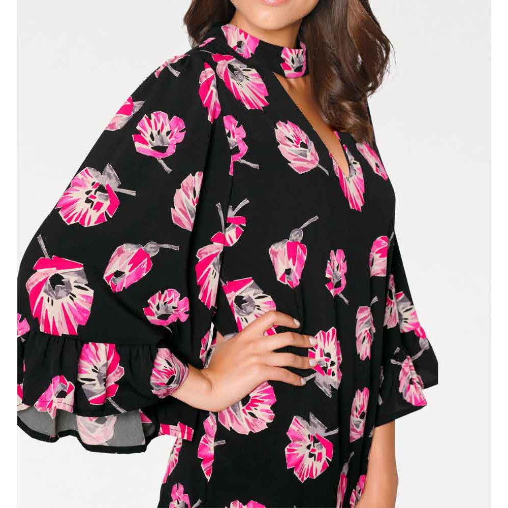 Designer-Druckkleid schwarz-pink