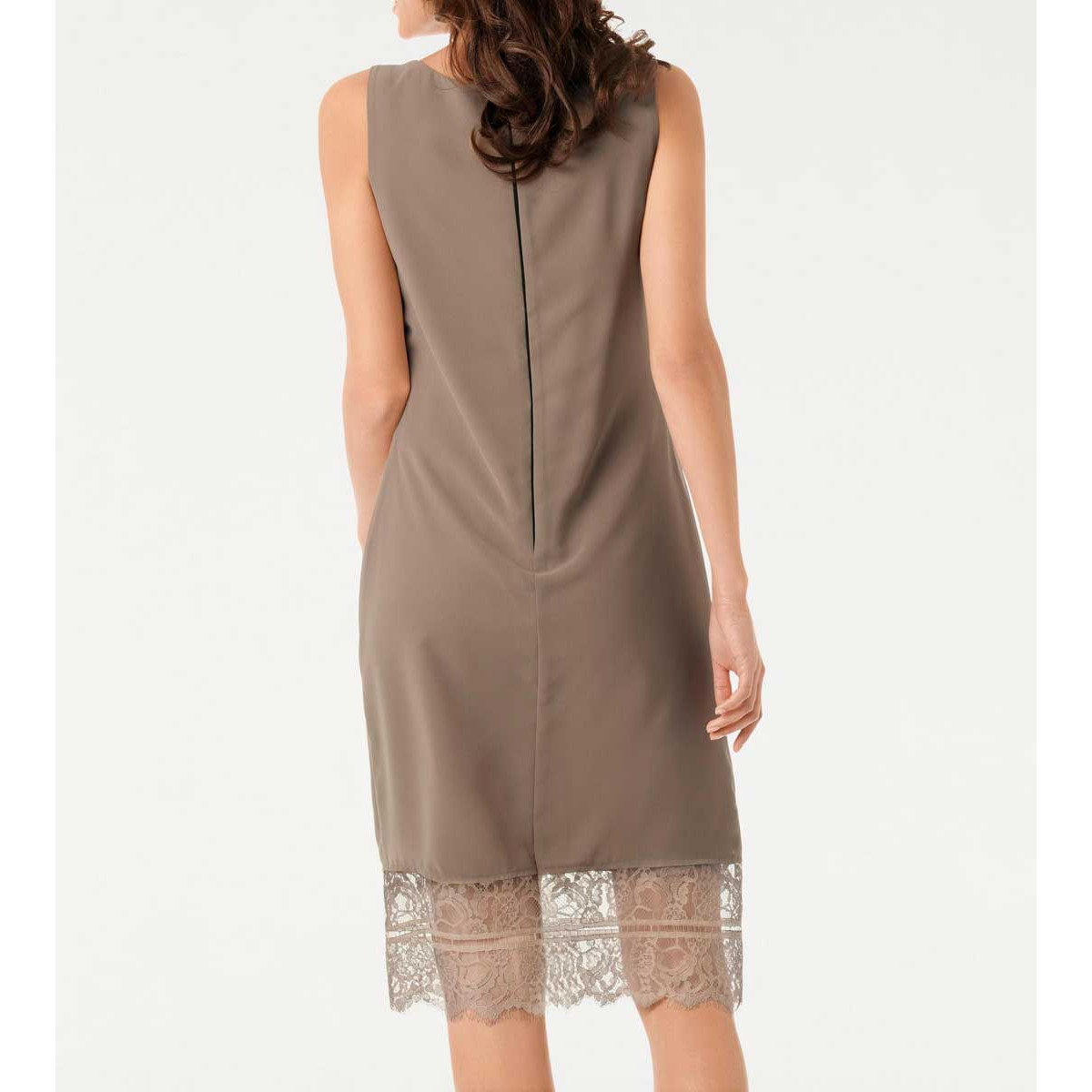 Designer-Chiffonkleid taupe