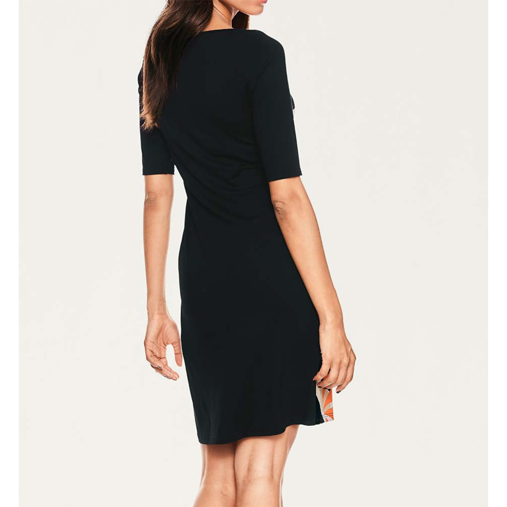 Designer-Druckkleid schwarz-orange