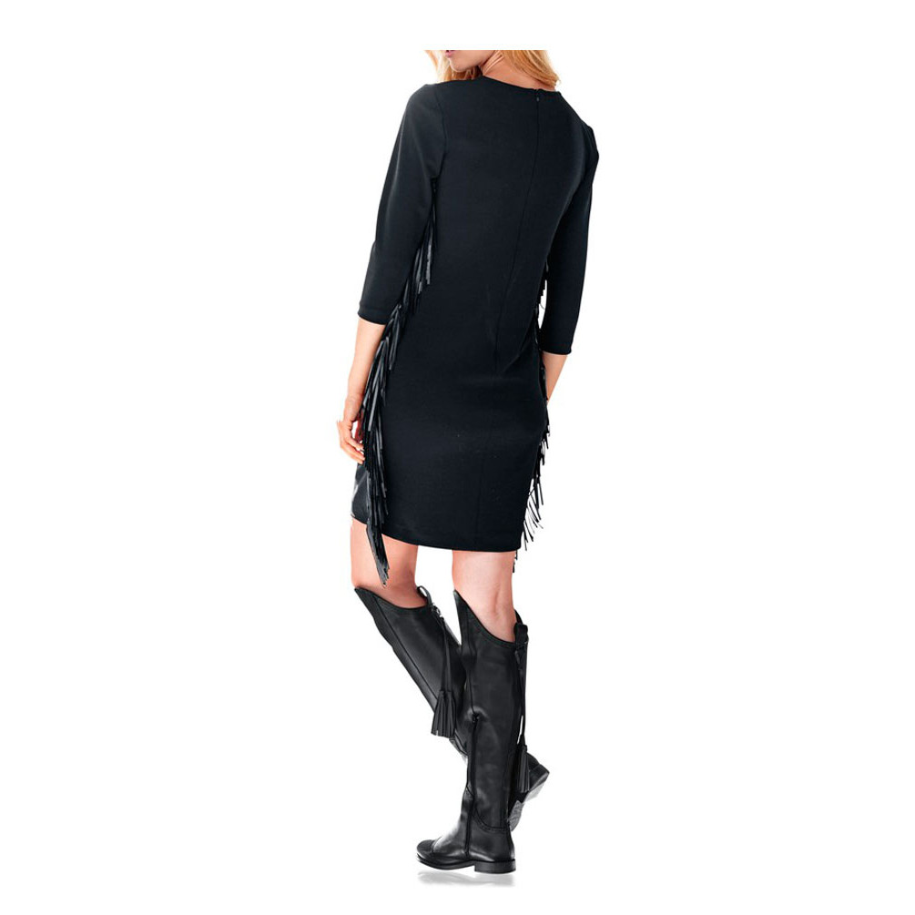Designer-Kleid m. Fransen schwarz