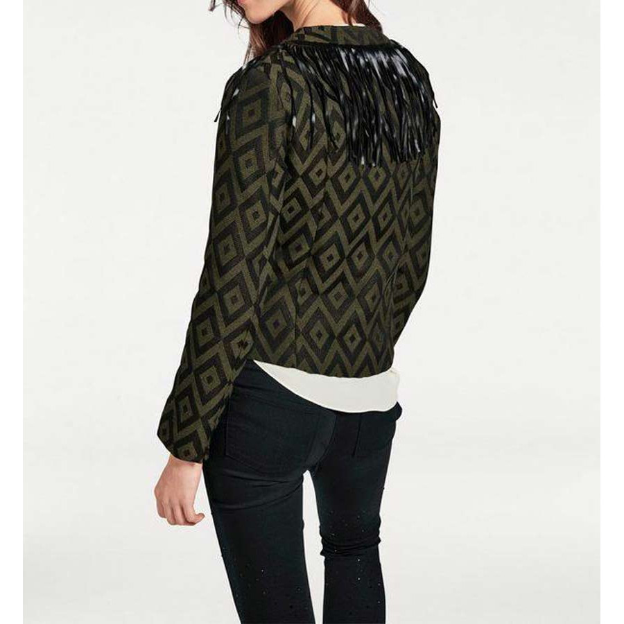 Designer-Jacquard-Blazer oliv-schwarz