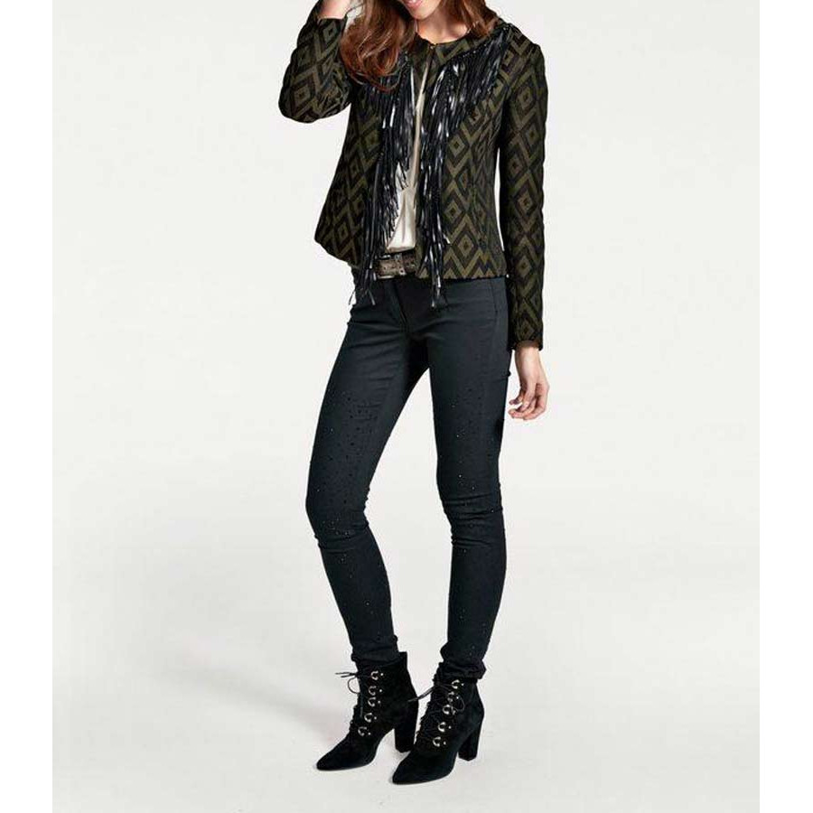 Designer-Jacquard-Blazer oliv-schwarz