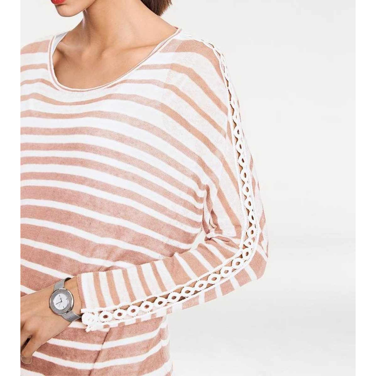 Designer-Oversized-Pullover rosé-ecru