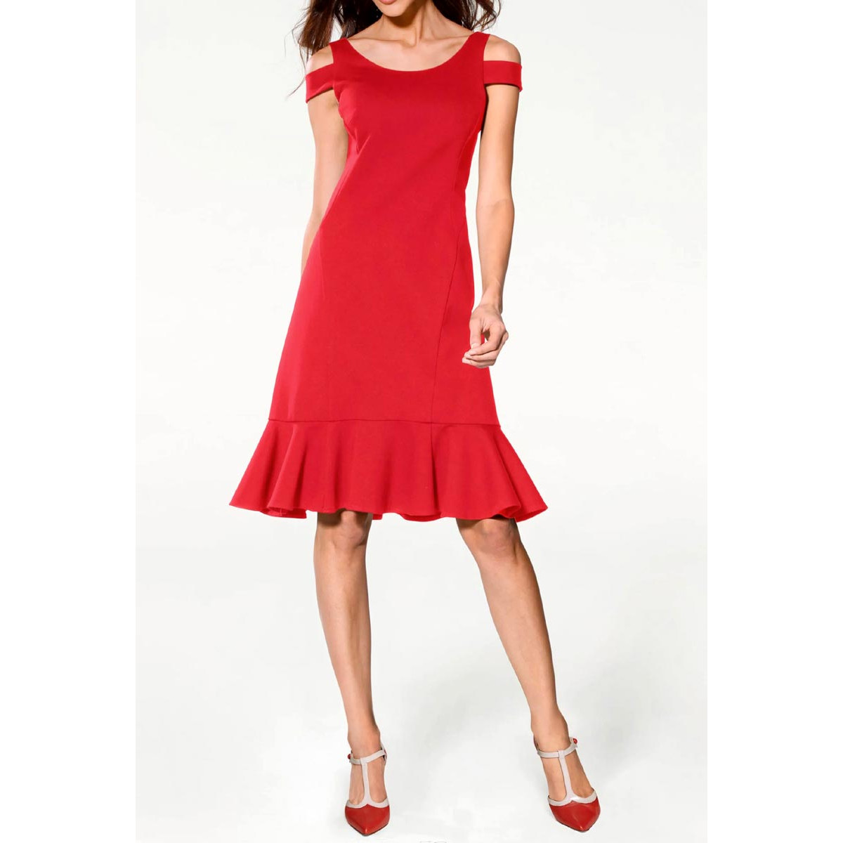 Dress with cut-outs red