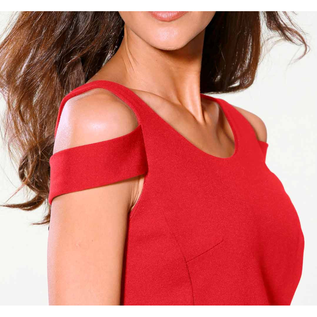 Dress with cut-outs red