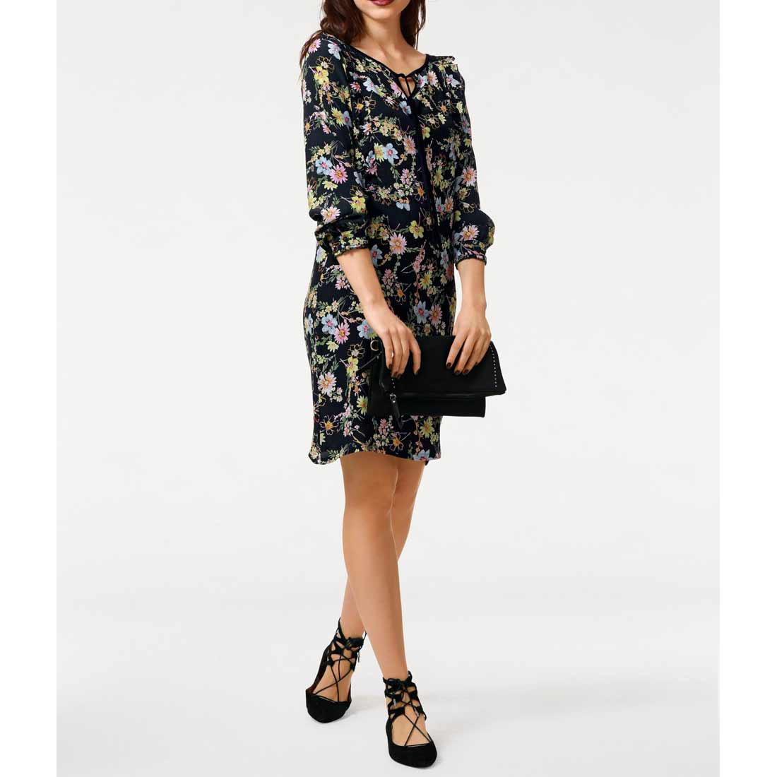 Print dress black-multicolour