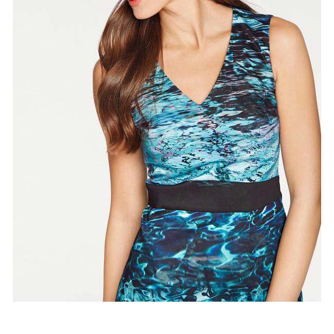 Designer-Druckkleid aqua