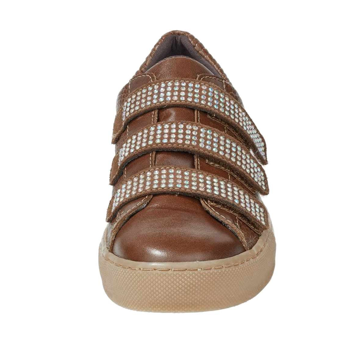 Sneaker m. Strasssteinen cognac