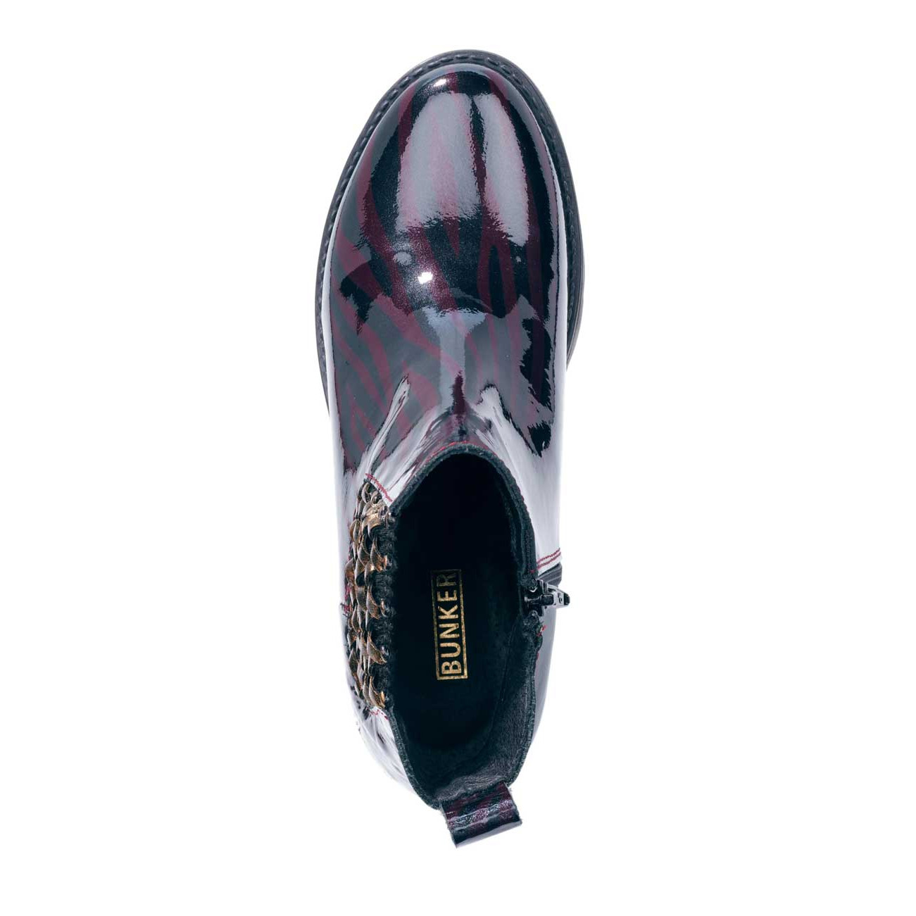 Marken-Leder-Stiefelette lila-gold