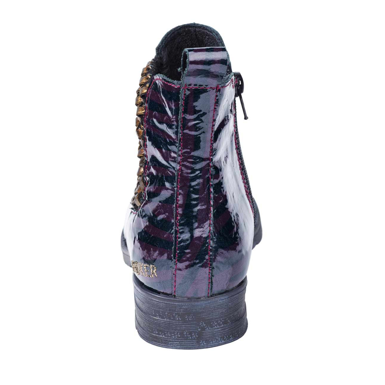 Marken-Leder-Stiefelette lila-gold