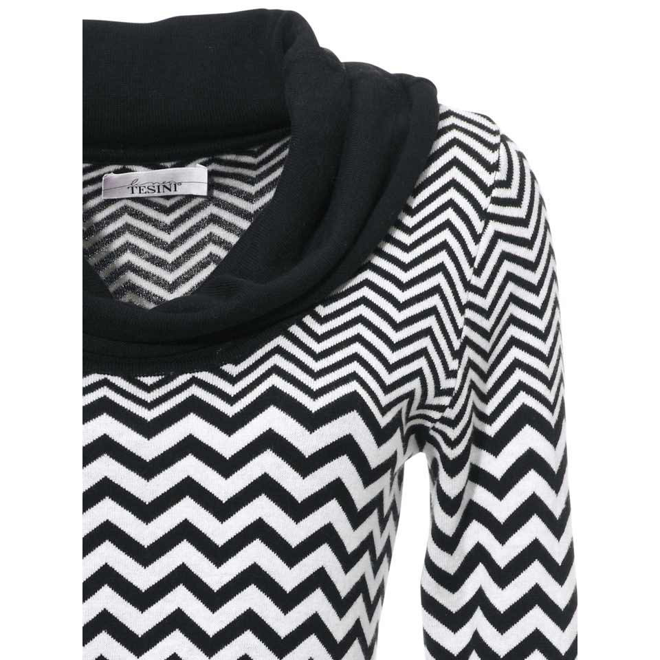 Turtleneck sweatshirt black-white