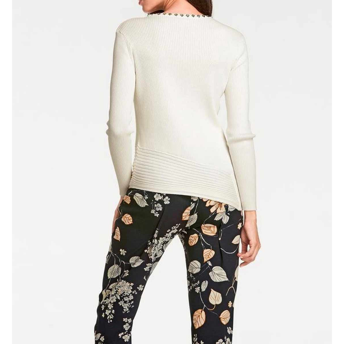 Designer-Pullover m. Strass offwhite