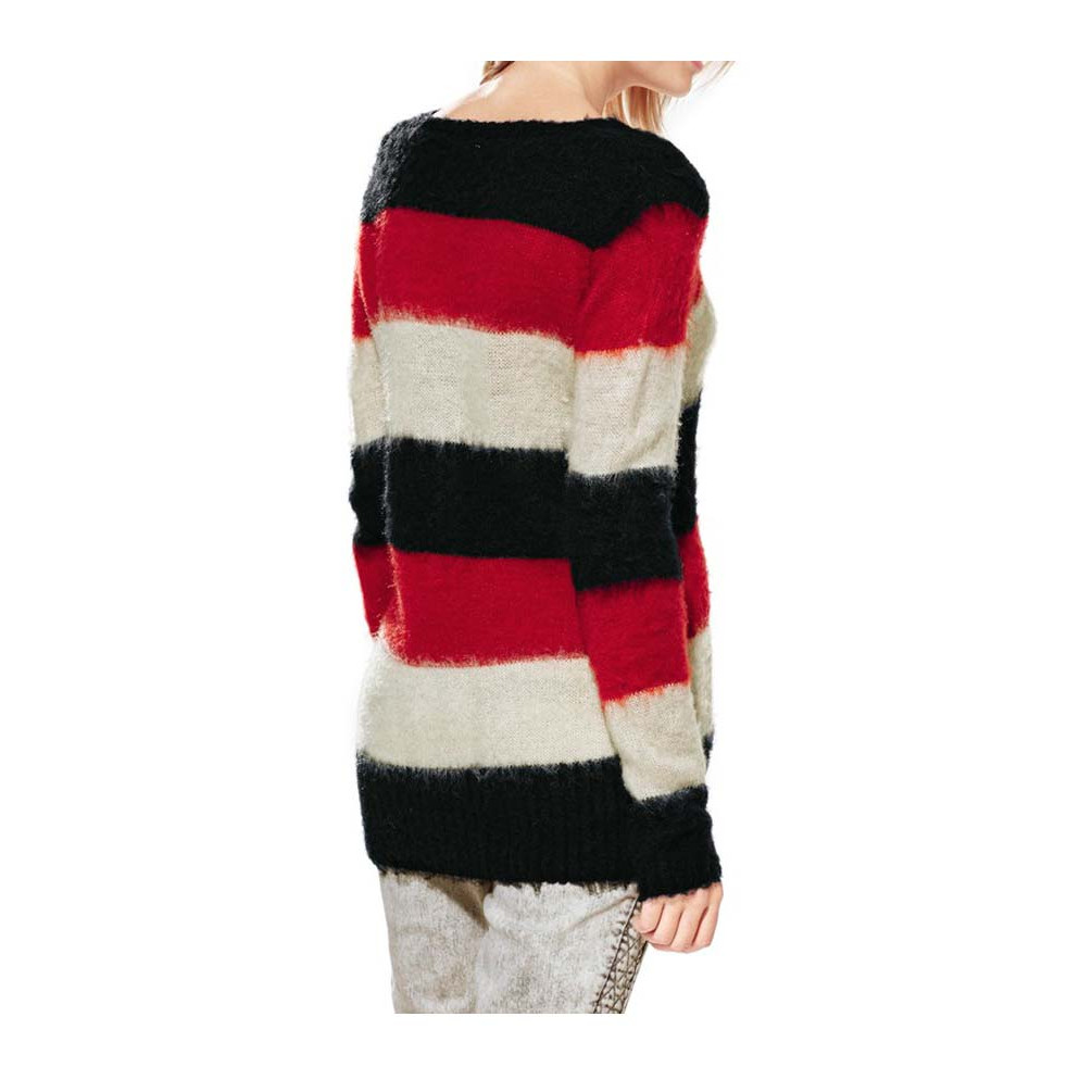 Flauschpullover schwarz-rot-weiß
