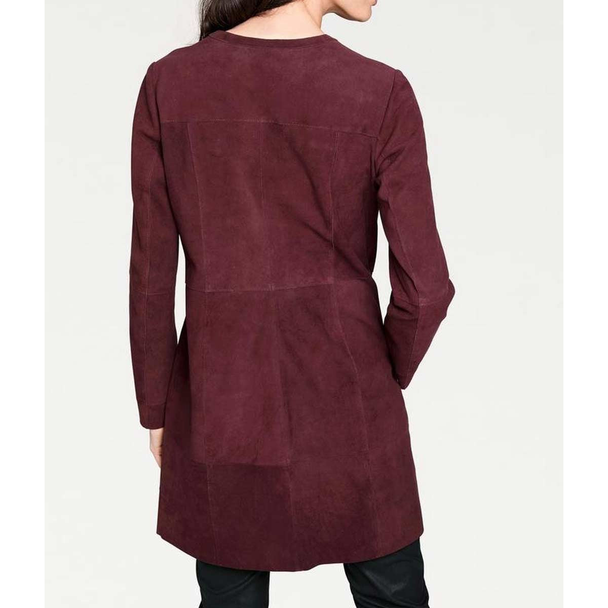 Designer-Ziegenveloursledermantel bordeaux