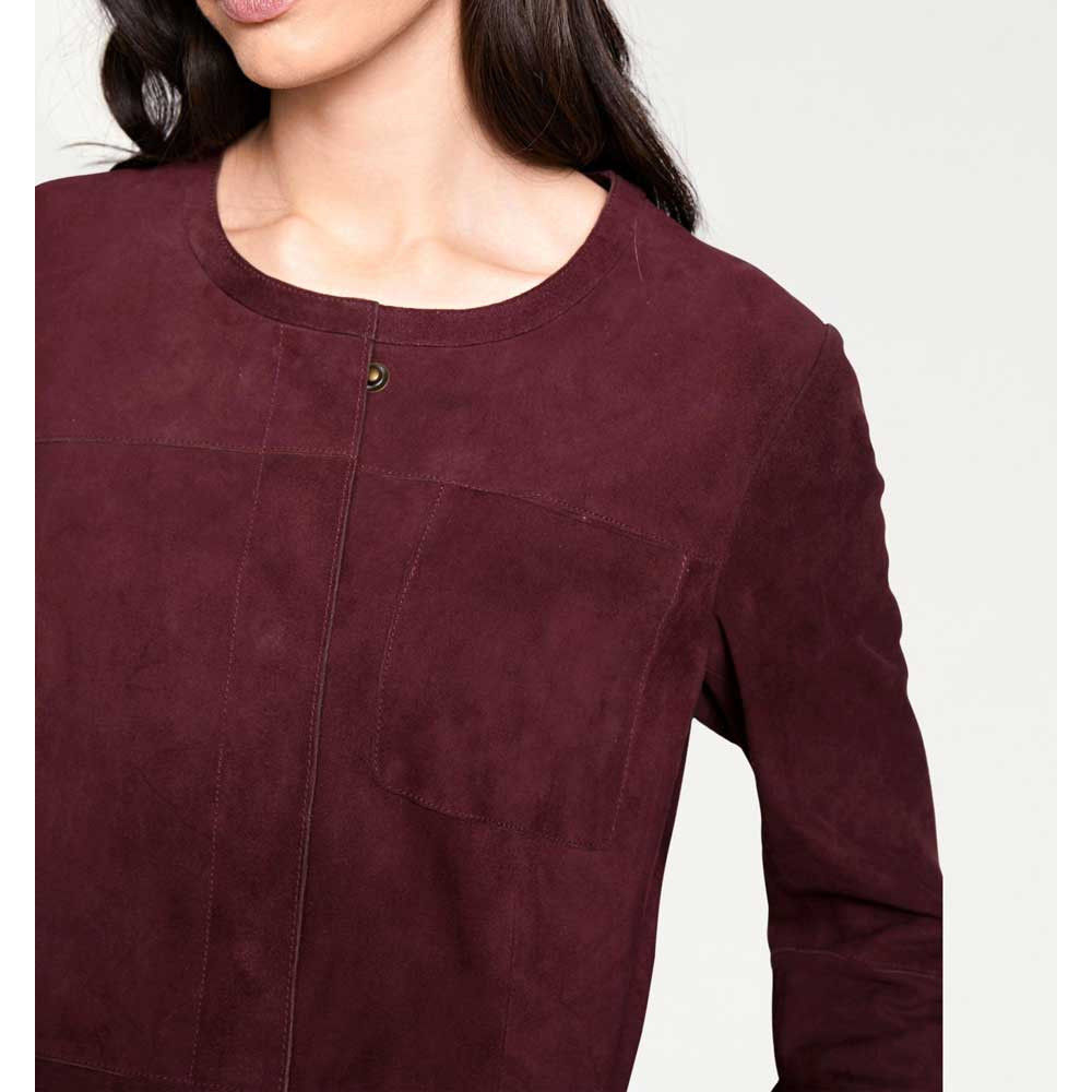 Designer-Ziegenveloursledermantel bordeaux
