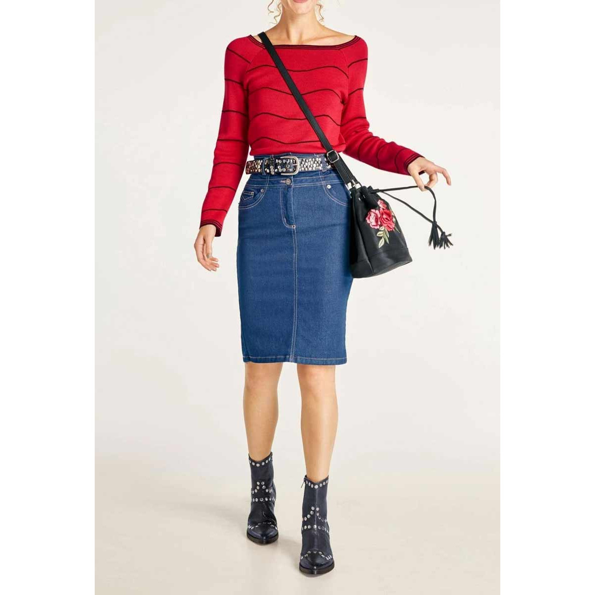 Designer-Pullover rot-schwarz