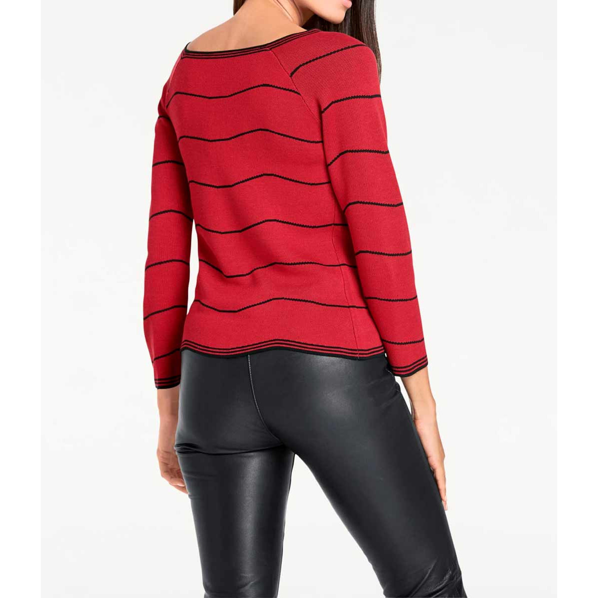 Designer-Pullover rot-schwarz