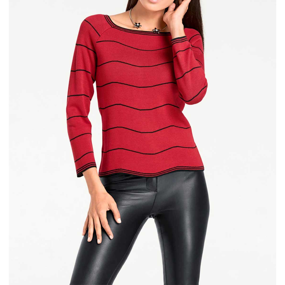 Designer-Pullover rot-schwarz