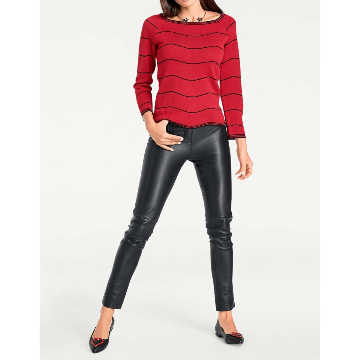 Designer-Pullover rot-schwarz