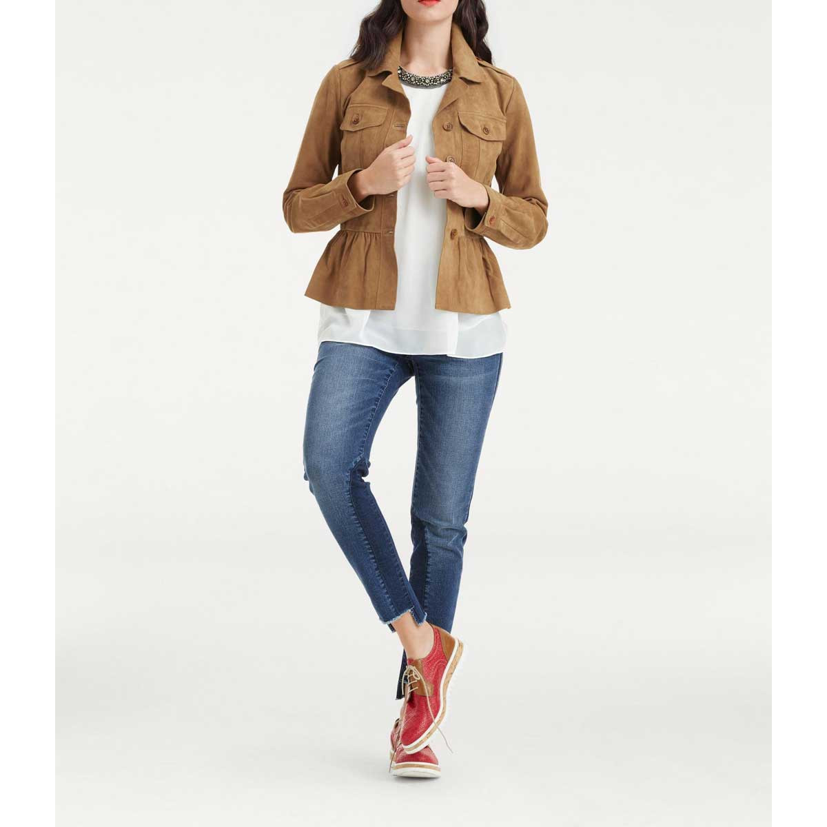 Designer-Ziegenvelourslederjacke beige