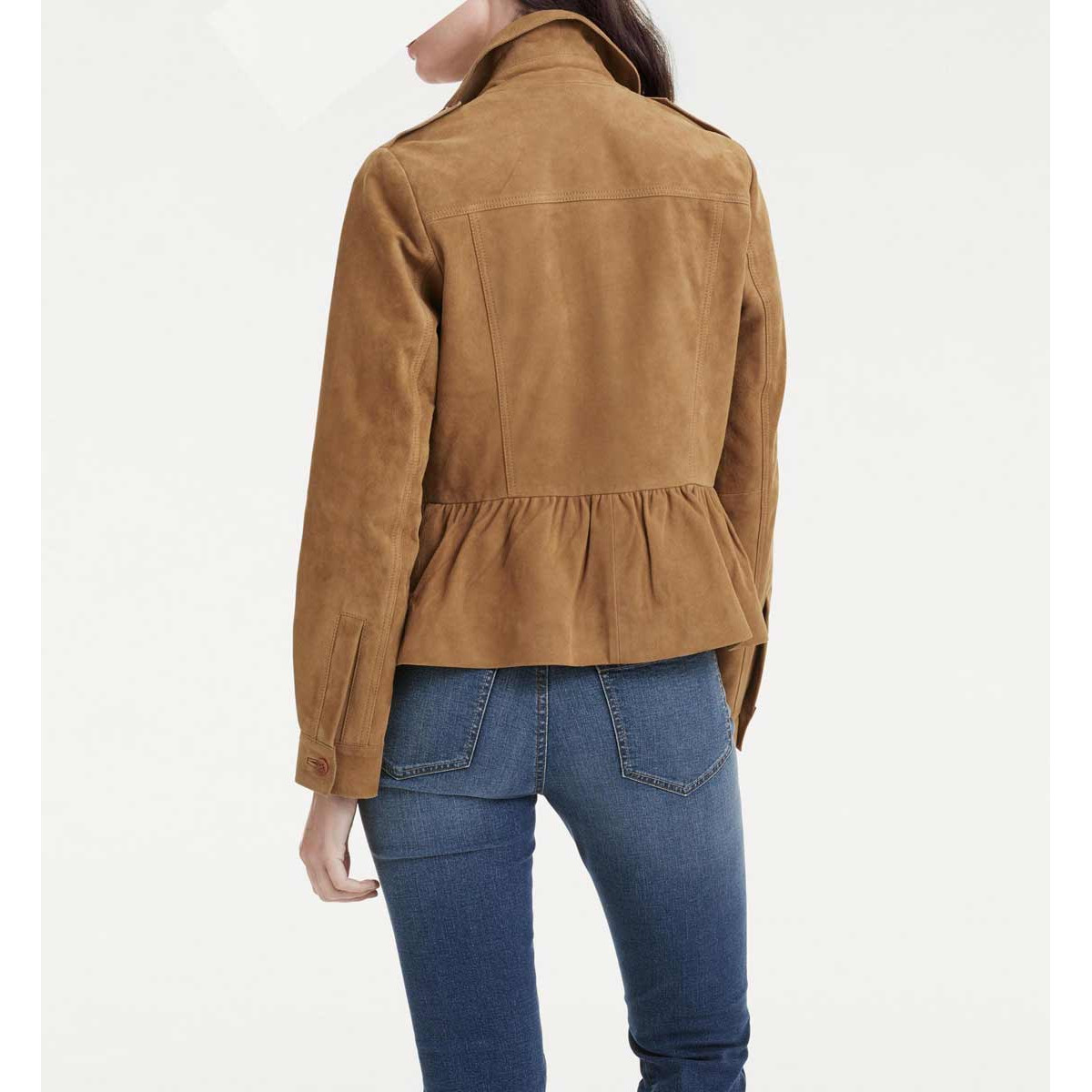 Designer-Ziegenvelourslederjacke beige