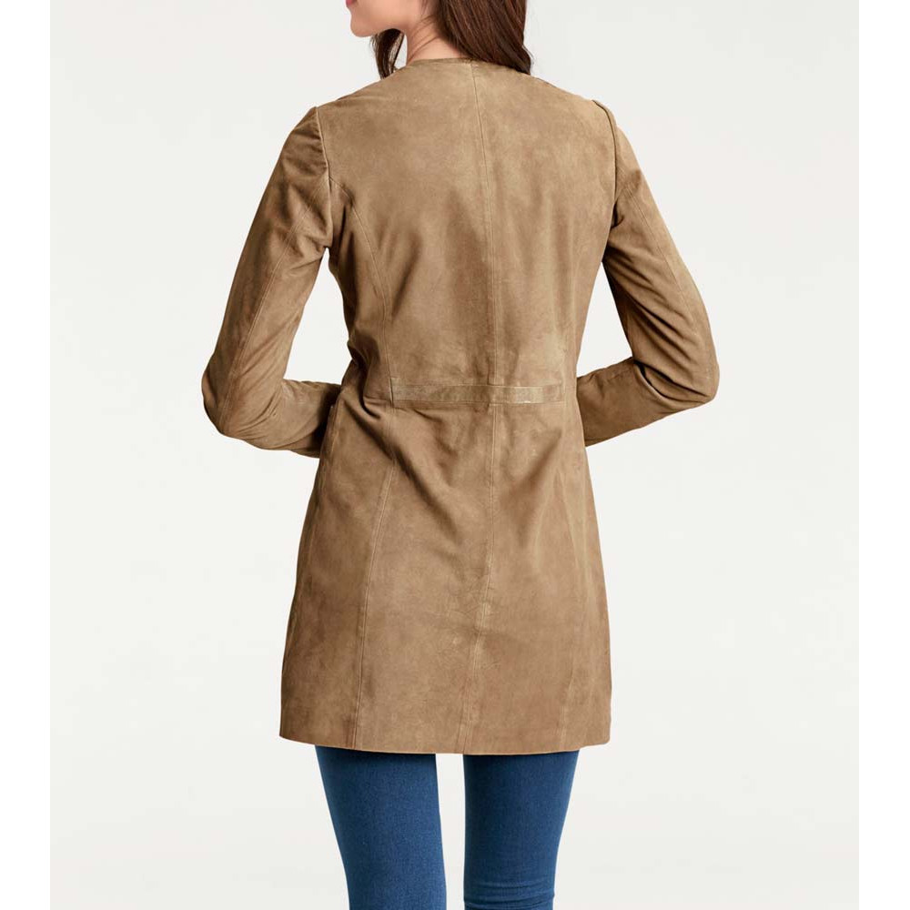 Designer-Ziegenveloursledermantel cognac