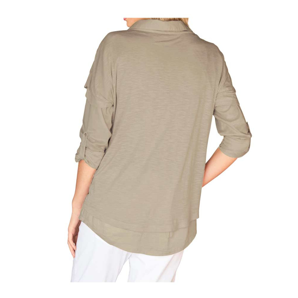 Marken-2-in-1-Shirt-Bluse taupe