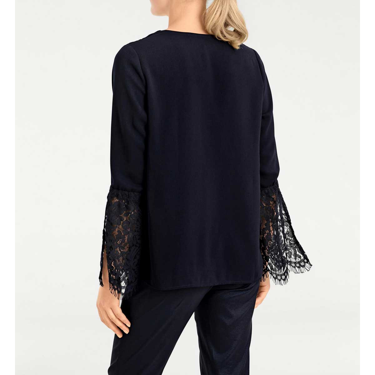 Designer-Spitzenbluse nachtblau