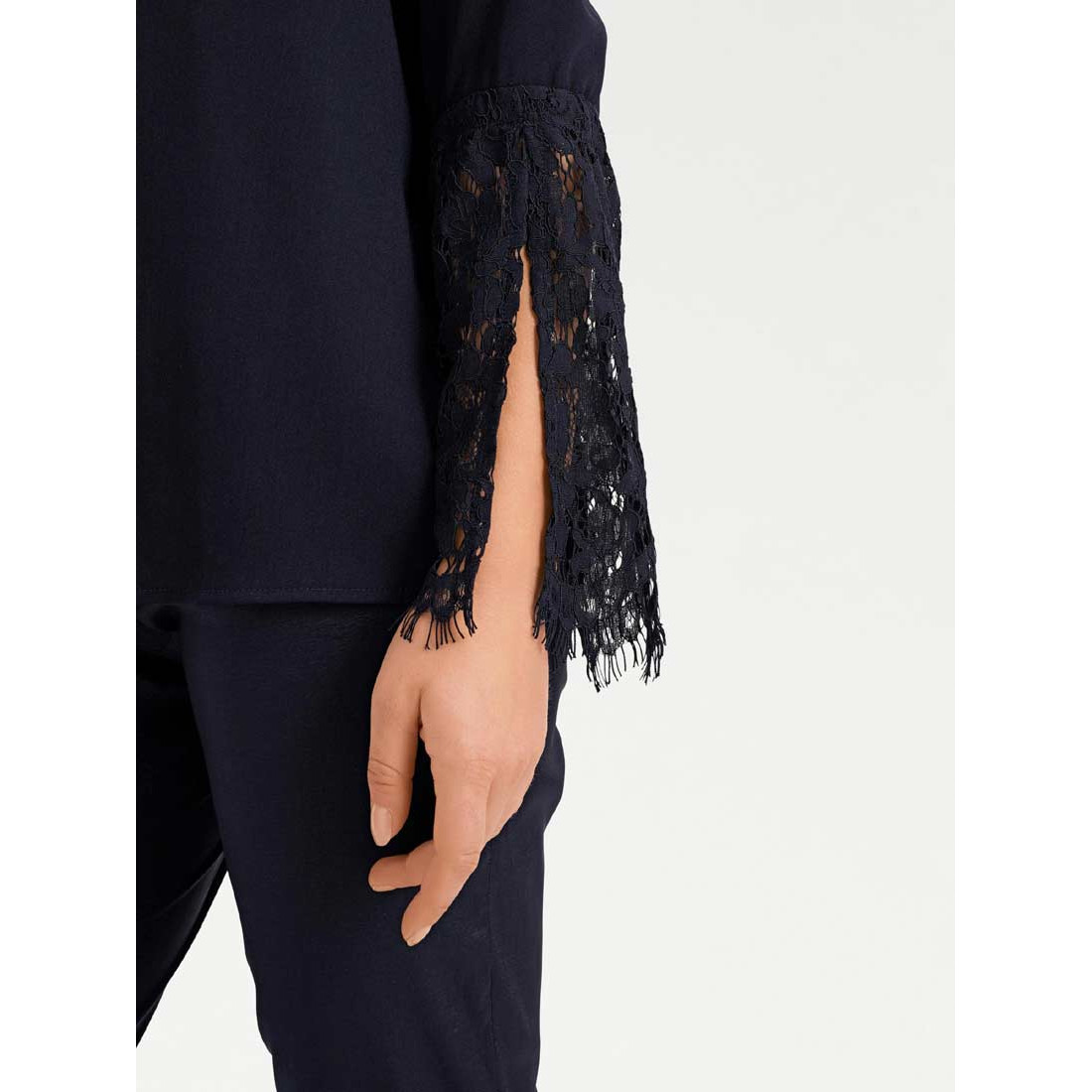 Designer-Spitzenbluse nachtblau