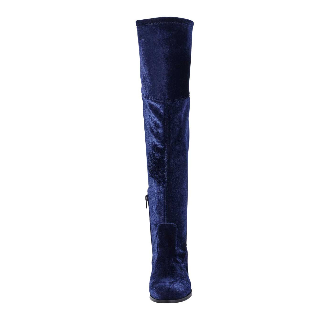 Samt-Overkneestiefel nachtblau