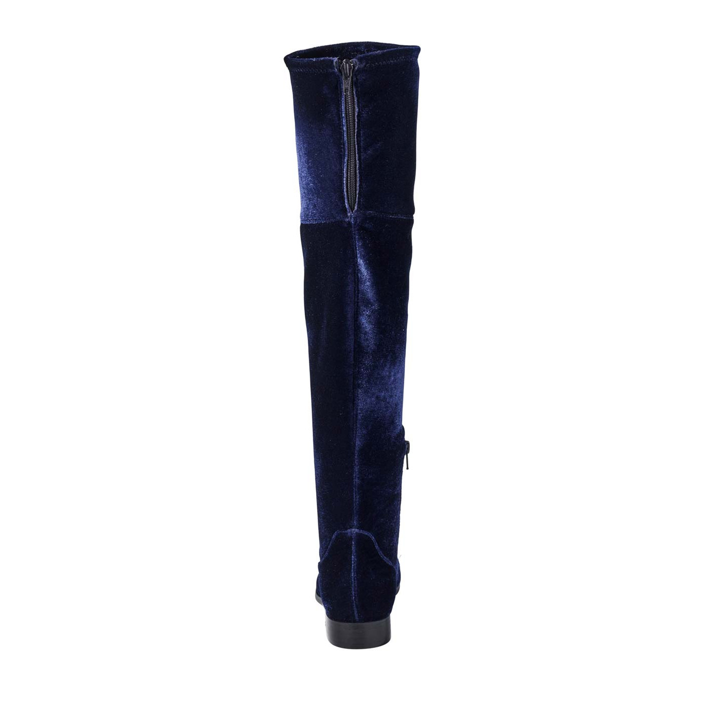 Samt-Overkneestiefel nachtblau