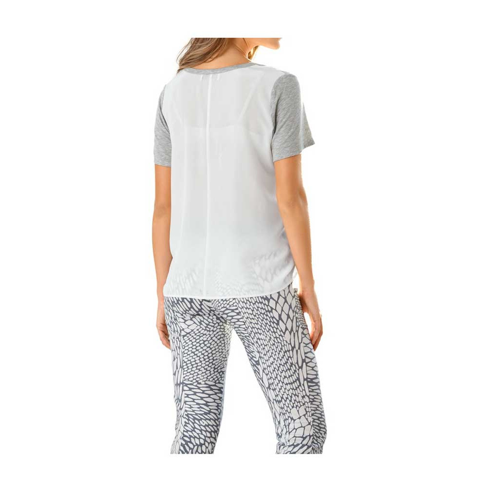 Designer-Shirt m. Chiffon grau-offwhite