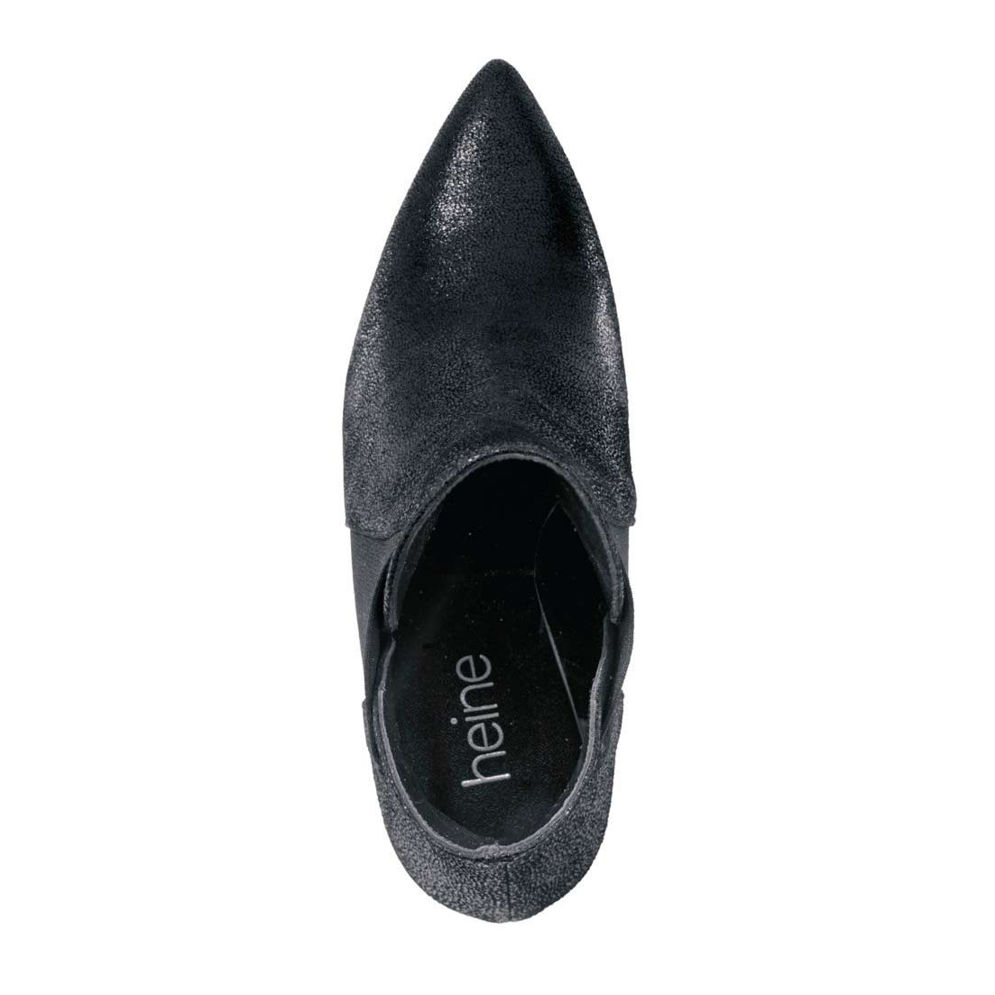 Glanz-Ziegenveloursleder-Stiefelette schwarz