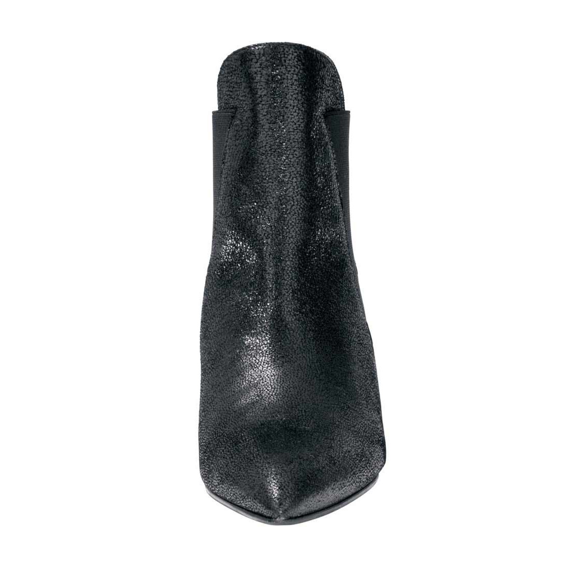 Glanz-Ziegenveloursleder-Stiefelette schwarz