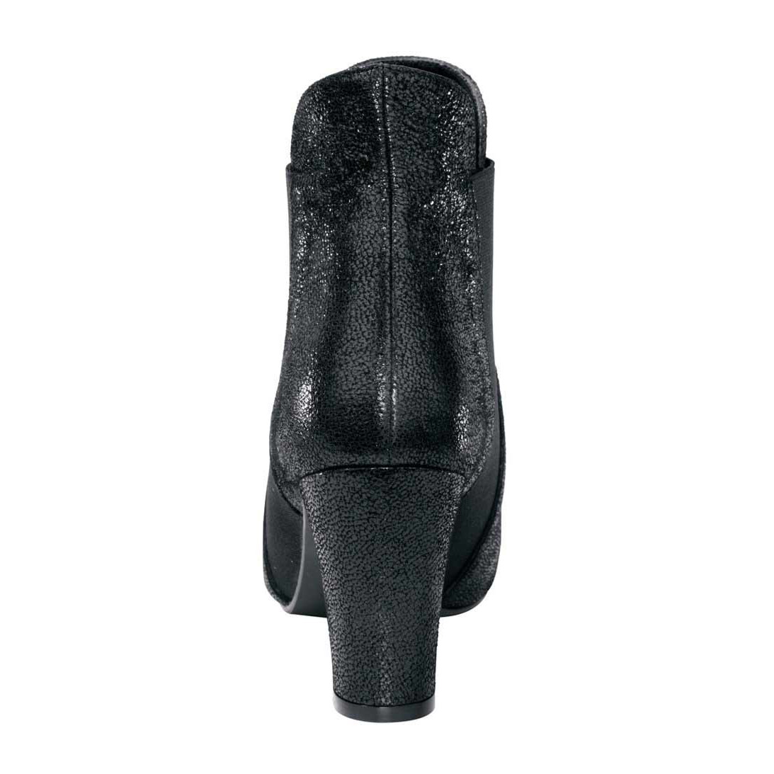 Glanz-Ziegenveloursleder-Stiefelette schwarz