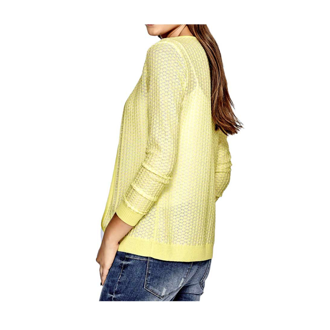 Designer-Cardigan gelb-weiß