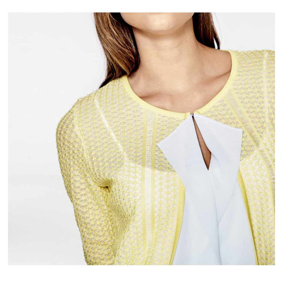 Designer-Cardigan gelb-weiß