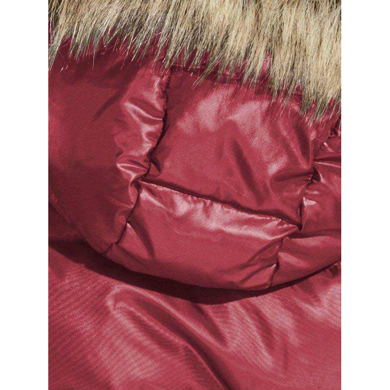 Daunenjacke m. Webpelz kirschrot