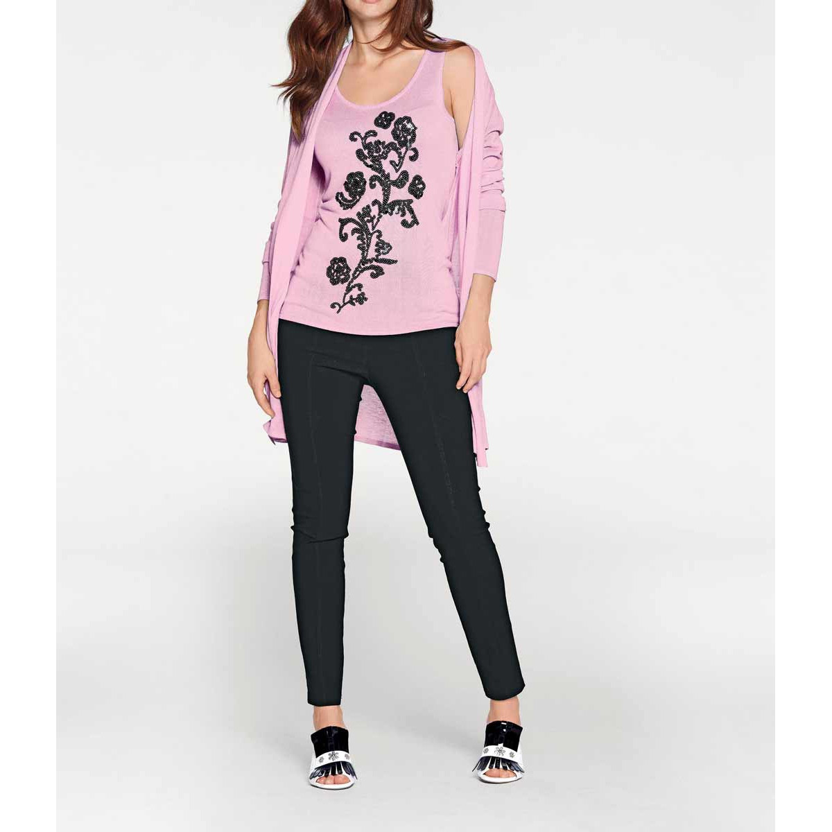 Designer-Feinstrick-Twinset rosa
