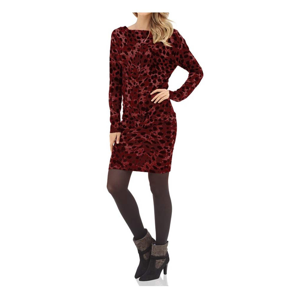 Leomuster-Strickkleid rot-schwarz