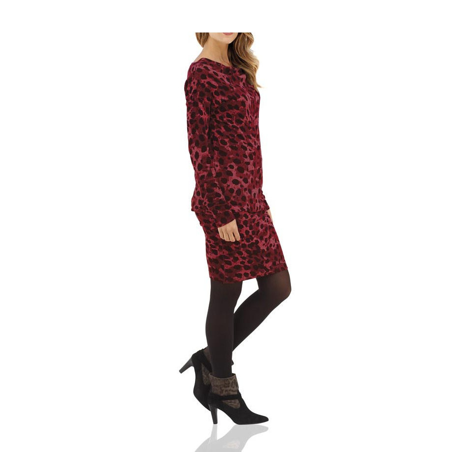 Leomuster-Strickkleid rot-schwarz