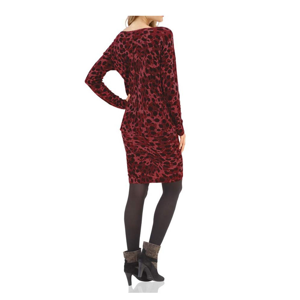 Leomuster-Strickkleid rot-schwarz