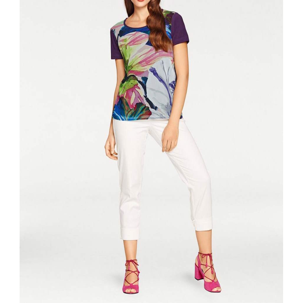 Designer-Blusenshirt lila-bunt