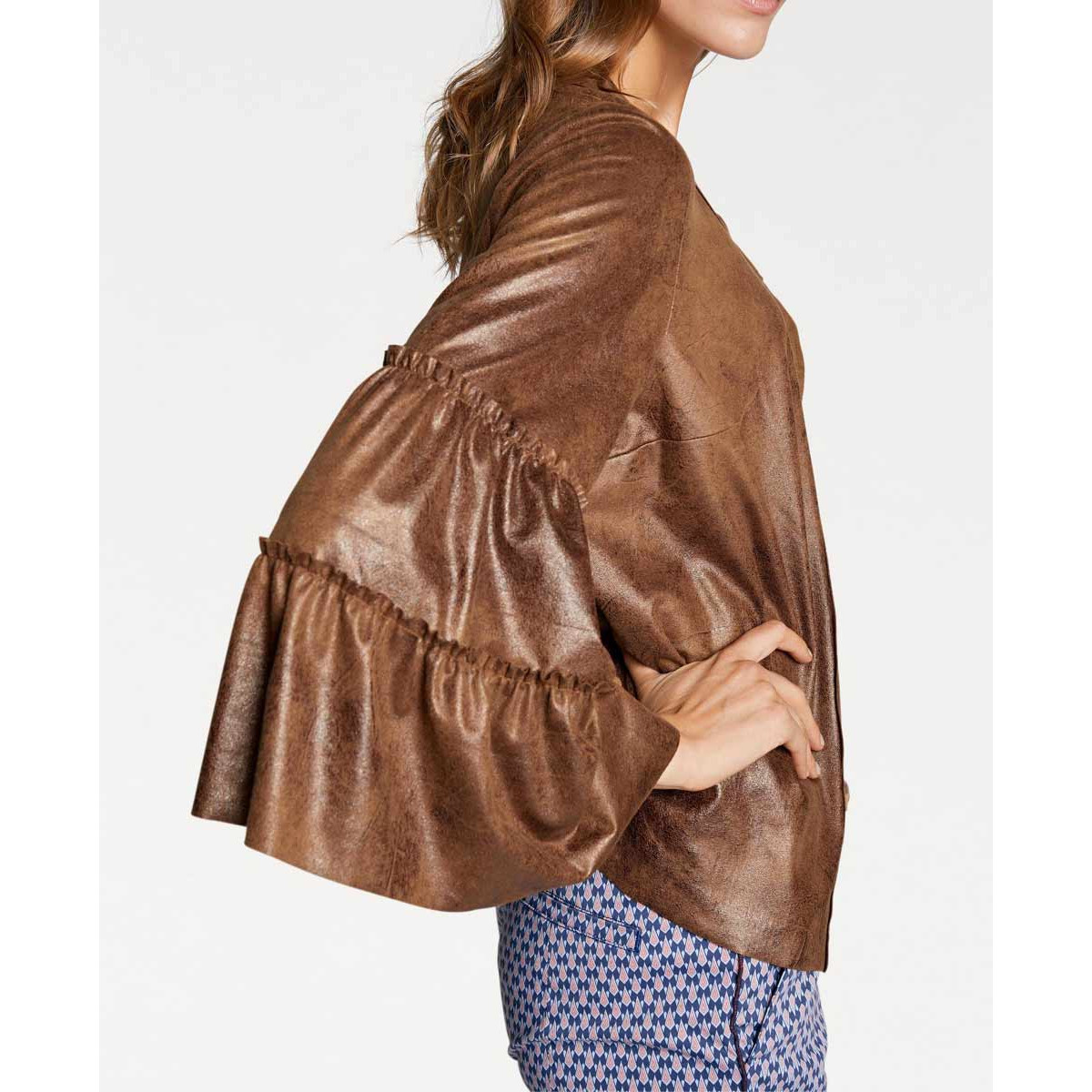 Designer-Lederimitatjacke cognac