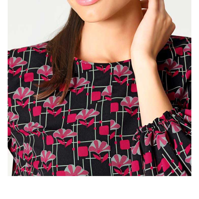 Designer-Druckbluse schwarz-pink