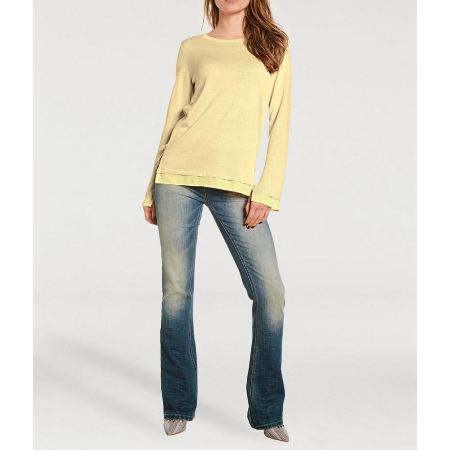 Designer-Pullover m. Chiffon lemon
