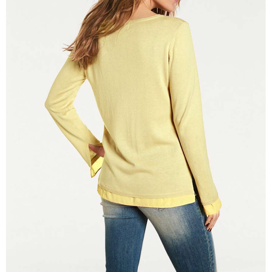 Designer-Pullover m. Chiffon lemon