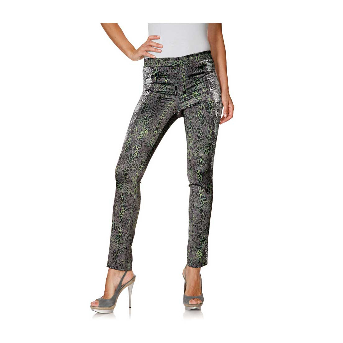 Satin-Druckleggings kiwi-grau