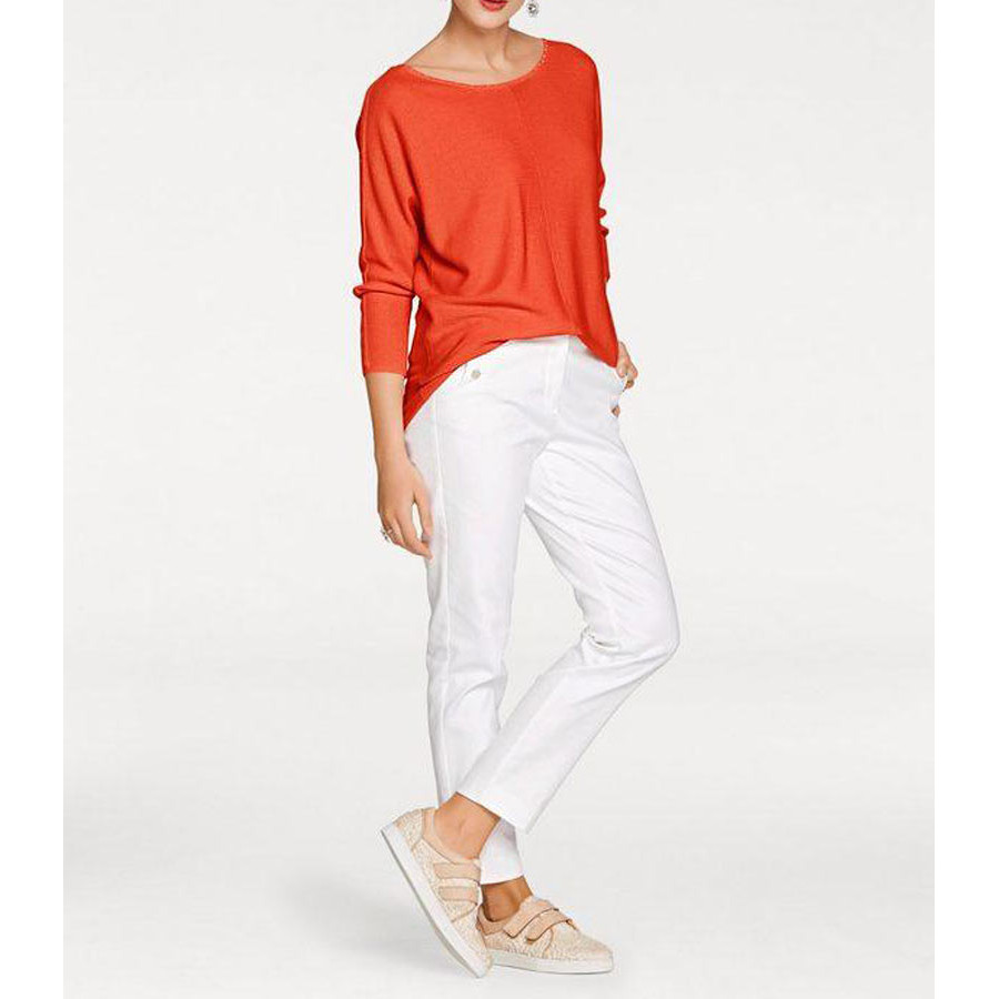Designer-Pullover m. Strass orange