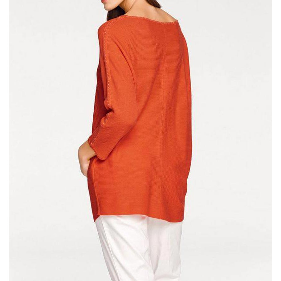 Designer-Pullover m. Strass orange